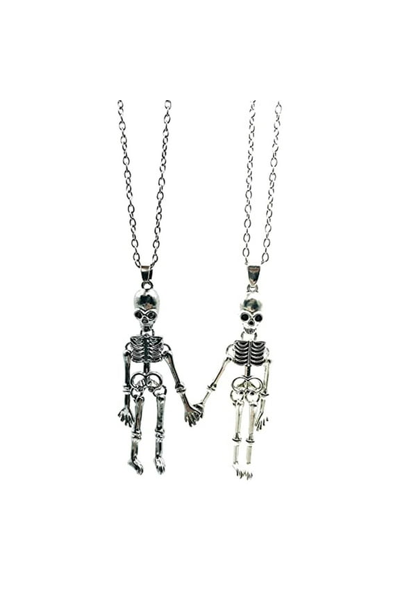 Retro Skeleton Ghost Necklace Halloween Necklace Best Friend Couple Hold Hands