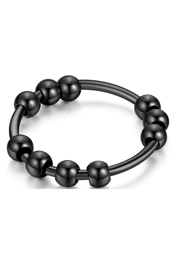 Stainless Steel Spinner Ring with Beads Anti Anxiety Finger-Ring Couple Gift
