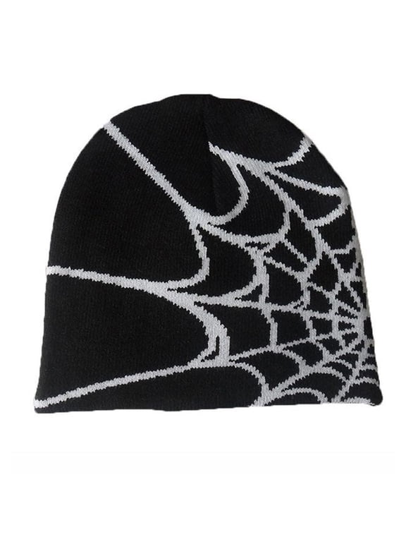 Y2K Beanie Spider Web Hat Y2k knit Beanie Hat Skullies Beanie Spider Web Beanie Hat Baggy Slouchy Beanie Skull Hat