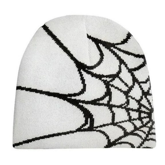 QUSENLON Y2K Beanie Spider Web Hat Y2k knit Beanie Hat Skullies Beanie Spider Web Beanie Hat Baggy Slouchy Beanie Skull Hat