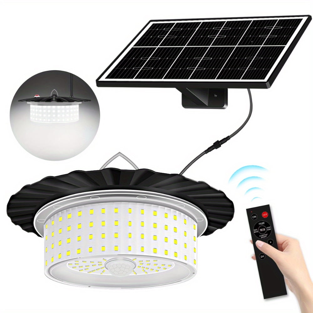 QUTETN 1pc 244 LED Solar Pendant Light for Indoor/Outdoor Use - 5 Intelligent Modes  Solar Powered with Motion Sensor  Waterproof  Remote-Controlled - Versatile Lighting for Shed & Barn
