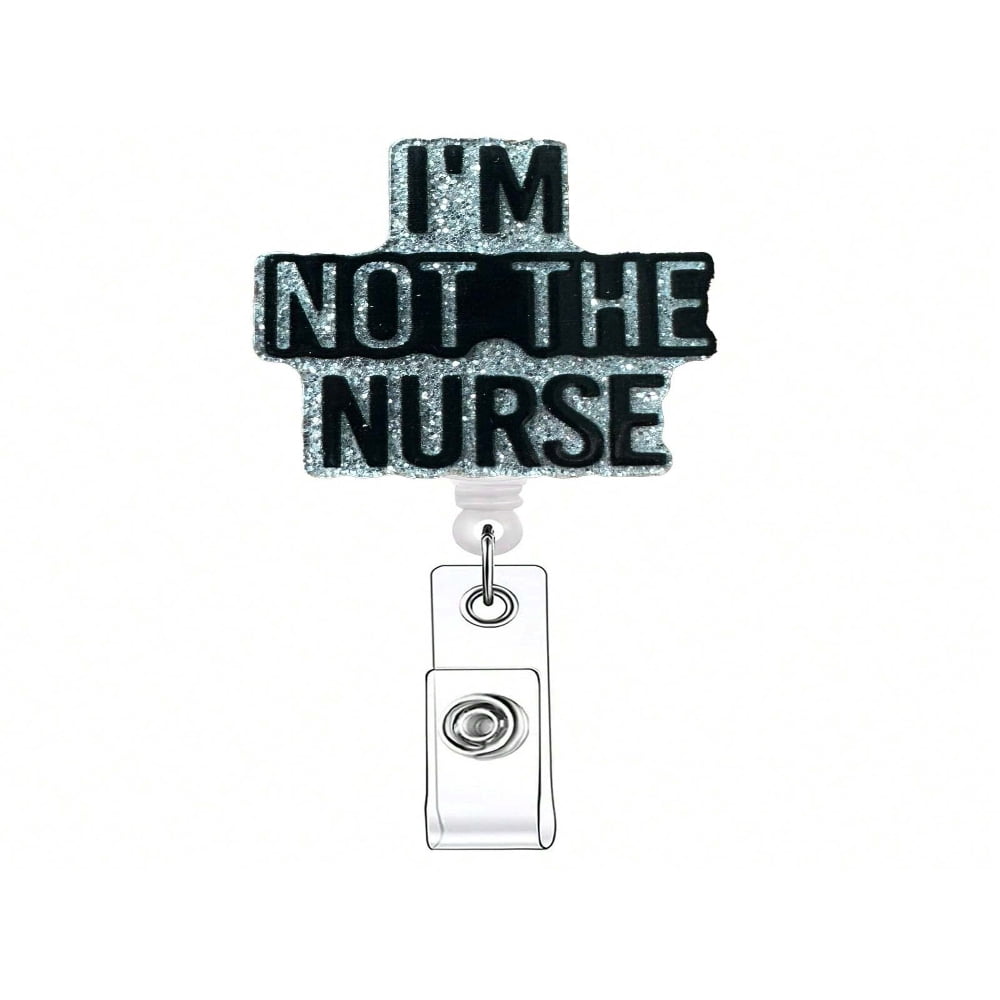 Funny Glittery Retractable Badge Reel For Nurses & Office - Alligator Clip, Extends To 29 Inches