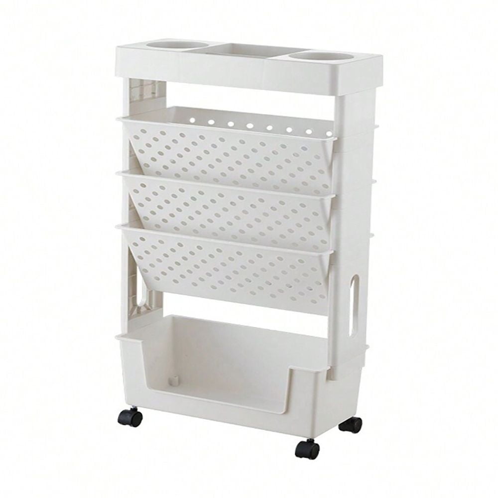 QUTETN 1pc Movable Bookshelf Large Capacity Book Storage Rack Office ...