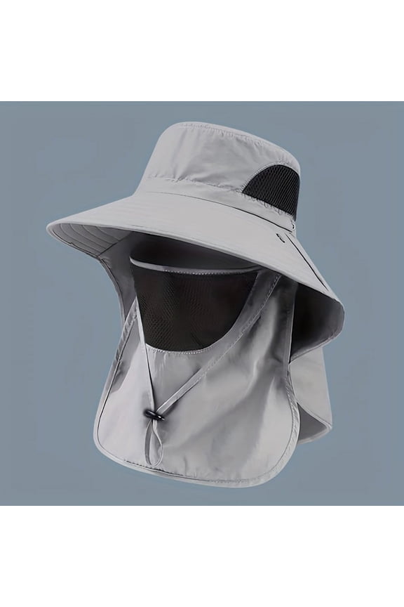 1pc Unisex Trendy Versatile Sunshade Bucket Hat With Face Mask Breathable Mesh Adjustable Fisherman Hat Casual Hat For Outdoor Vacation Travel