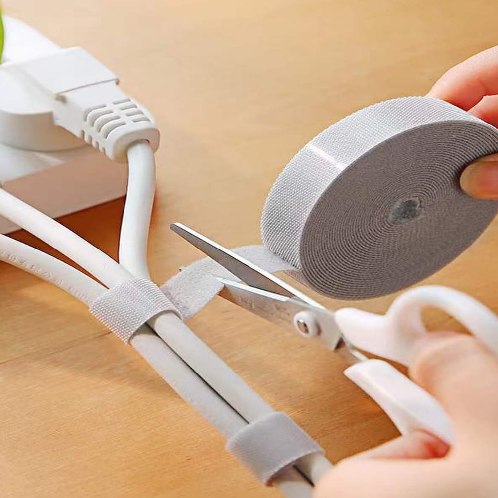 QUTETN 1roll Solid Hook-and-loop Fastener Wire Tie Data Cable Fixer Tie ...