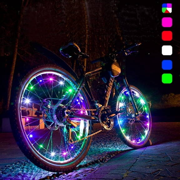 QUTETN 2 Tire Pack Color Changing Bike Wheel Lights  7 Colors in One Waterproof Bicycle LED Lights