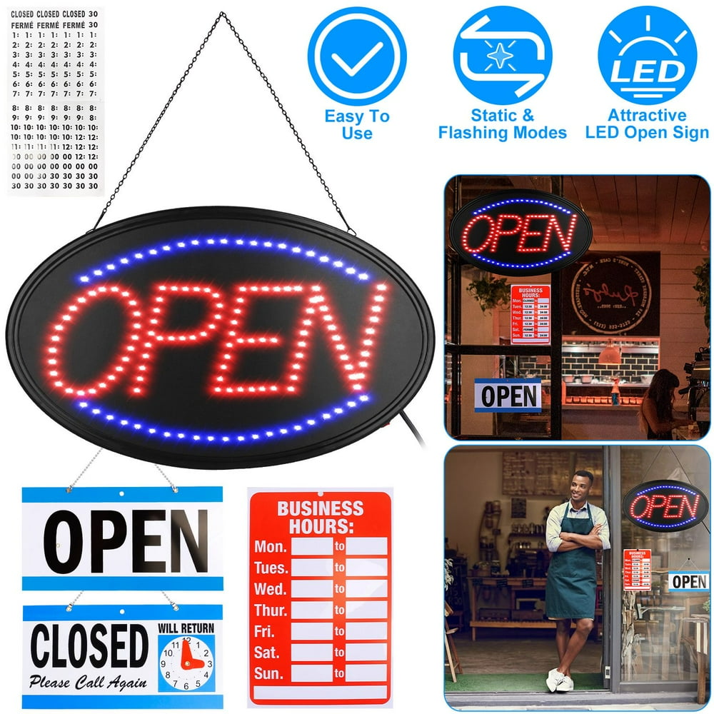 QUTETN 22.64x13.78In LED Open Sign Neon OPEN Sign Business ...