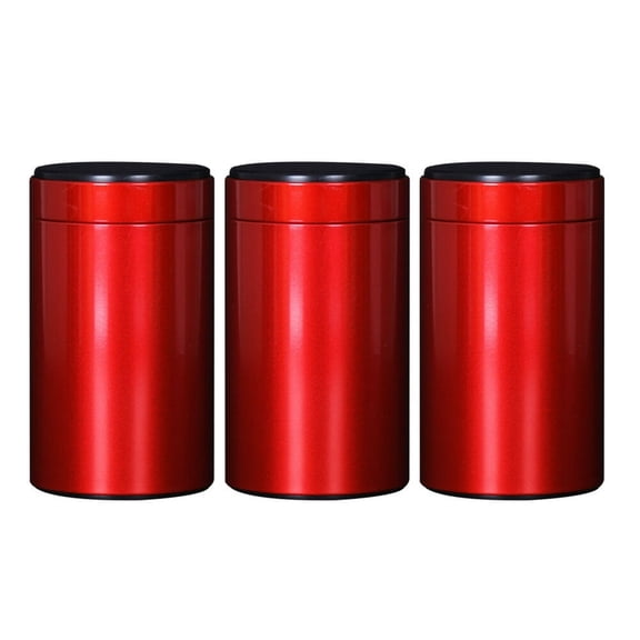 QUTETN 3PCS Round Shape Metal Can Universal Sealed Storage Jar Delicate Tinplate Empty Iron Can Portable Tea Packaging Container Tinplate Metal Sealing Box for Home Store Use (Red Size 16