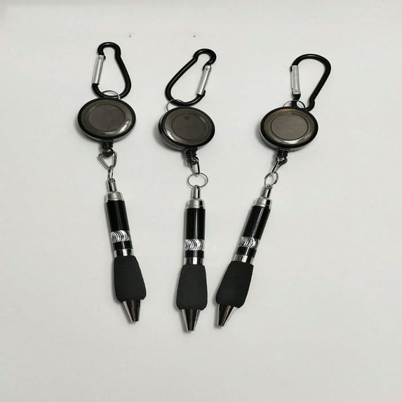 QUTETN 3pcs Portable Retractable Keychain Ballpoint Pen With Lanyard For Hiking  Multiple Colors Available