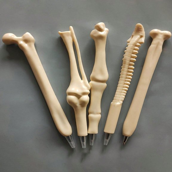 QUTETN 5pcs Creative Student Realistic Bone Shaped Ballpoint Pens Perfect For Giving To Nurses Doctors And Young People Learning Stationery Boxes Office Supplies