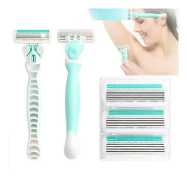 QUTETN 6-Blade Shaving Razor for Women  Extra Smooth Women‘s Razor with 4 Replacement Razor Blade Cartridges & Refills Green