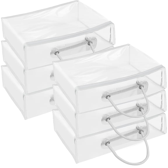 QUTETN 6-Pack Heavy-Duty Bed Sheet Storage Bags with Clear Window – Stackable Closet Organizers for Blankets, Clothes & Moving – Durable PVC with Sturdy Handles