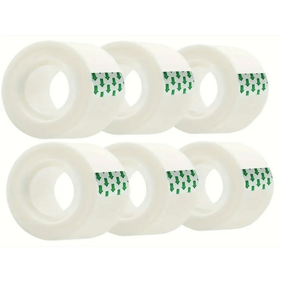 QUTETN 6 Rolls Of Stationery Tape White Transparent Tape Cellophane Tape DIY Packaging Tools Clear Refill Tape For Office School Home