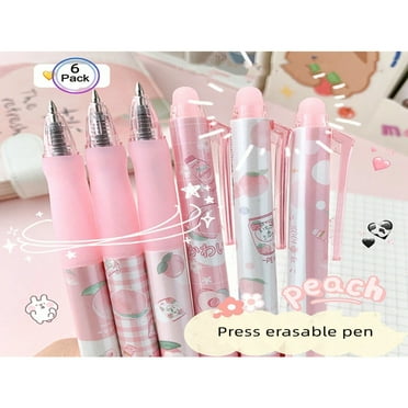 QUTETN 6pcs Erasable Retractable Ballpoint Pens With Crystal Blue Ink