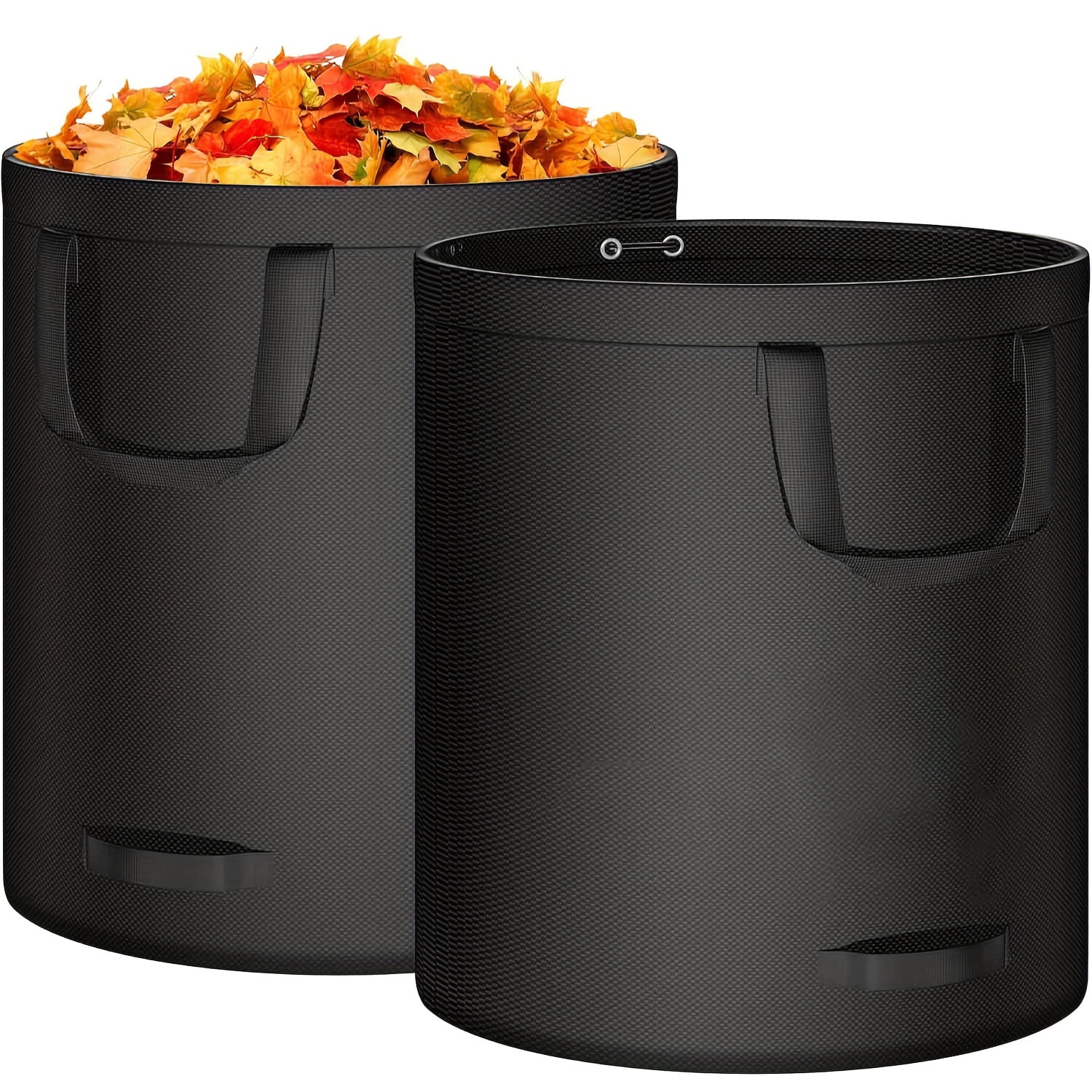 QUTETN  72-Gallon Garden Garbage Bag with Handles – 29.9"x26.6" Self-Supporting Leaf & Yard Waste Bin, Durable & Corrosion-Resistant for Outdoor Cleanup, Compost or Storage – Black