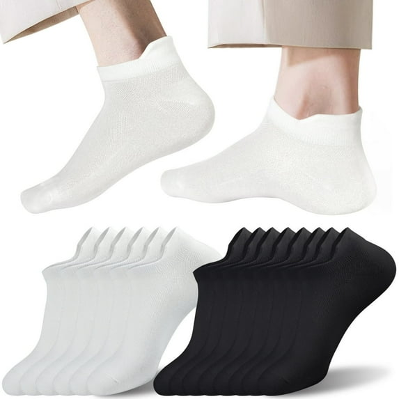QUTETN 8 Pairs Ankle Athletic Running Socks Low Cut Sports Socks Breathable Cushioned Tab Socks for Men Women(Black+White)