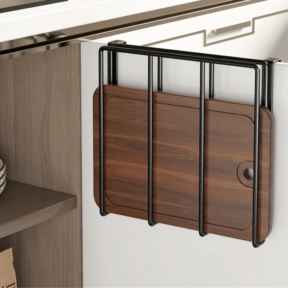 QUTETN Under Cabinet Hanging Cutting Board Rack – No Drill Kitchen Organizer for Pots, Pans & Cutting Boards – White or Black Space-Saving Storage Shelf