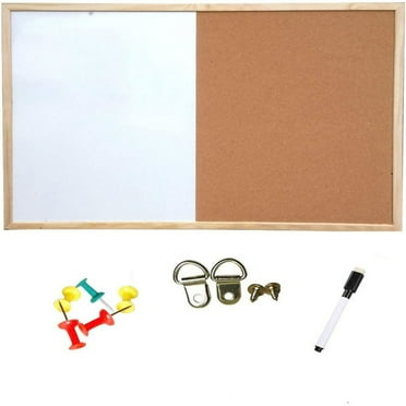 QUTETN Dry Erase Board and Cork Bulletin Board Combination 11.8x15.7 Inch Combo Whiteboard Cork Message Board for Office Home Decor