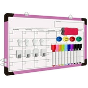 QUTETN Dry Erase Calendar Whiteboard For Wall Polegas 16” X 12” Magnetic White Board Board Small Wall Monthly Double Sided Boards Student Home Office