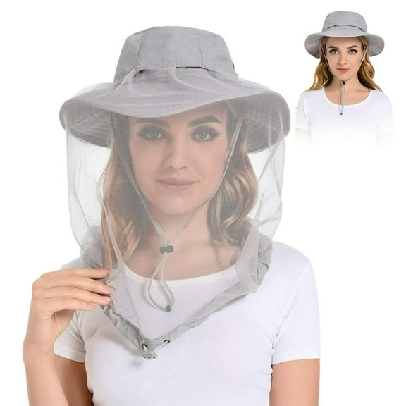 QUTETN Mosquito Head Net Hat - Bug Cap UPF 50+ Sun Protection with Hidden Netting for Beekeeping Hiking Men & Women