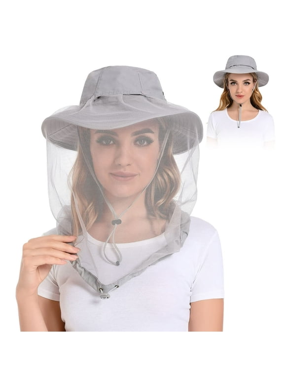 Mosquito Head Net Hat - Bug Cap UPF 50+ Sun Protection with Hidden Netting for Beekeeping Hiking Men & Women