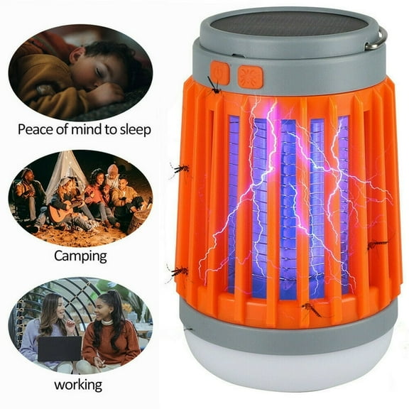 QUTETN Portable Bug Zapper Solar Electric Mosquito Killer Lamp For Indoor & Outdoor Rechargeable Insect Fly Trap Waterproof Bug Zapper Camping Lantern Night Light