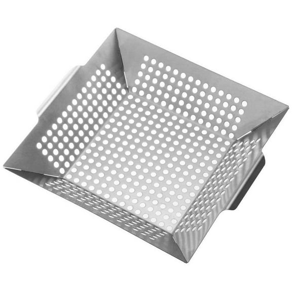 QUTETN Stainless Steel Barbecue Tray Vegetable Grill Tray Grill Basket,Heavy Duty Stainless Steel Grill Basket (Big - 12 Inches)