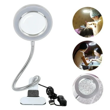 QUTETN USB Table Lamp LED Study Table Light with Clip Makeup Beauty Desk Lamp Magnifying Glass Circle Desk Light Bedroom Dormitory