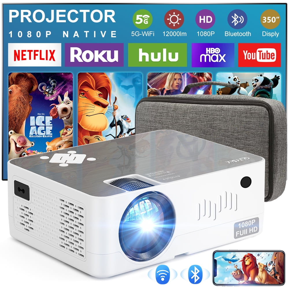 QUYSIK Projector with 5G WiFi Bluetooth ,Native 1080P Mini Projector