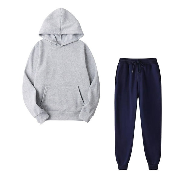 QUYUON 2 Piece Lounge Set Women Jogger Sweatpants Sweatsuits Sets Hoodies Sets Sports Tracksuit with Pockets Fall Winter Long Sleeve Drawstring Pullover Hooded Sweatshirt Lounge Set Gray-B L