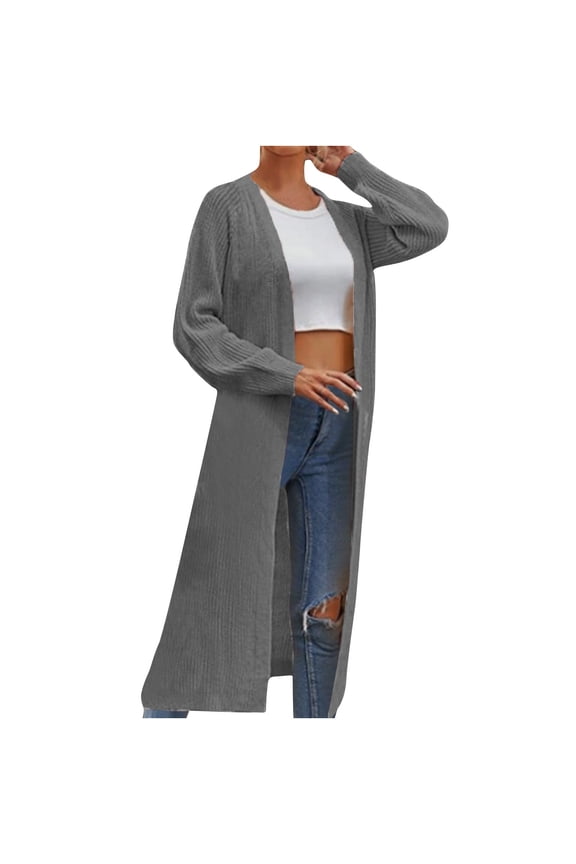 3/4 Sleeve Cardigan for Women Sale Long Sleeve Cardigan for Women Plus Size Polyester Womans Cardigan Cardigan Jacket Style Q-5498 Winter Knit Sweater Outerwear Coat Gray M