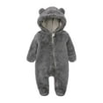 thumbnail image 1 of QUYUON Baby Boys Girls Fleece Romper Front Zipper Hooded Jumpsuit Rompers Long Sleeve Onesie Outfit Fall Winter Warm Clothes Infant Newborn One-Piece Bodysuits Pajamas Sleepwear Dark Gray 6-9 Months, 1 of 8