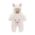 thumbnail image 1 of QUYUON Baby Fleece Jumpsuits - Newborn Infant Boys Girls Hooded Fleece Rompers Warm Long Sleeve Hooded Neck One-Piece Rompers Winter Clothes White 6 Months, 1 of 2
