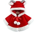 thumbnail image 1 of QUYUON Baby Girl Cloaks Jackets with Hood Toddler Girls Winter Warm Fleece Open Front Cardigans Infant Newborn Cape Cloak Girls' Outerwear Coats Red 1T-2T, 1 of 5