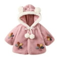 thumbnail image 1 of QUYUON Baby Puffer Jacket Clearance Long Sleeve Fleece Jacket Toddler Girls Solid Color Plush Cute Floral Ears Winter Hoodie Thick Coat Cloak Purple 18-24 Months, 1 of 6