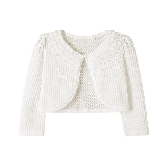 QUYUON Baby Winter Coat Sale Long Sleeve Cardigan Toddler Kids Baby Girls Cute Color Long Sleeve Lace Princess Cardigan Shawl Coat Beige 6T-7T