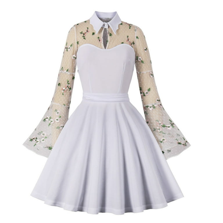 Fashion Elegant Polka Dot Patchwork Strap Design Turndown Collar Dresses Fashion Elegant Polka Dot Patchwork Strap Design Turndown Collar Dresses