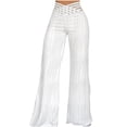 thumbnail image 1 of QUYUON Boho Pants for Women Fashion Summer Dressy Pants Wide Leg Cotton Linen Elastic Waist Solid Color Wide Leg Pants Yoga Pants Women Full Pant Leg Length Skinny Pant Style N-7659 White L, 1 of 1