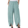 thumbnail image 1 of QUYUON Capris Leggings for Women Fashion Casual Spring And Summer Solid Color Stripe Long Wide Leg Trousers Womens Denim Capris Female Capris Style Q931 , Green 5X-Large, 1 of 4