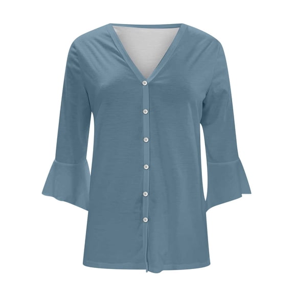QUYUON Cardigan Deals Long Sleeve Women Sweater Cardigan Polyester Plus Size Duster Cardigan Cardigan Jacket Style Q-507 Fall Cardigan Sweater Outerwear Coat Light Blue S