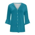 thumbnail image 1 of QUYUON Cardigan Jacket Sale Long Sleeve Formal Cardigan Polyester Ladies Cardigan Sweaters Cardigan Jacket Style Q-514 Winter Knit Sweater Outerwear Coat Sky Blue M, 1 of 3