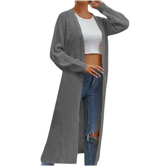 QUYUON Cardigan Sweater Discount Long Sleeve Sweater Cardigan Women Polyester Lightweight Summer Cardigan Cardigan Jacket Style Q-5500 Winter Knit Sweater Outerwear Coat Gray XL