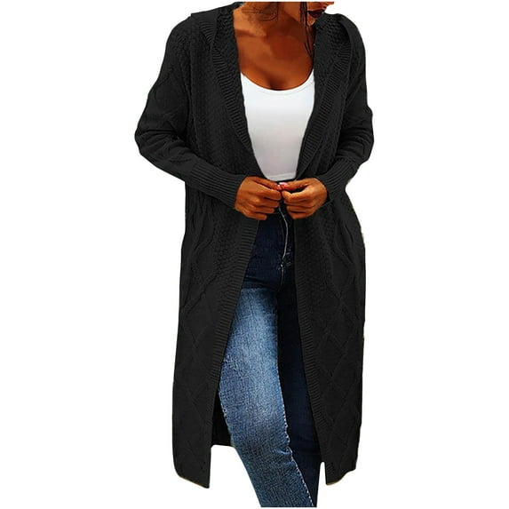 QUYUON Cardigan Sweater for Men Discount Long Sleeve Long Crochet Cardigan Polyester Long Sleeve Knit Sweater Cardigan Jacket Style Q-5356 Winter Knit Sweater Outerwear Coat Black 3XL