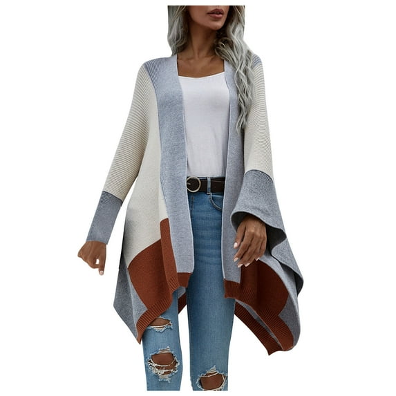 QUYUON Cardigan Sweaters for Women Plus Size Deals Long Sleeve Long Sleeve Cardigan for Women Polyester Cardigan Sweater Cardigan Jacket Style Q-1835 Fall Cardigan Sweater Outerwear Coat Gray M