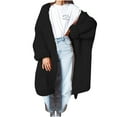 thumbnail image 1 of QUYUON Cardigan for Women Sale Long Sleeve Light Weight Cardigan Open Front Summer Polyester Long Sweater Cardigan Women Cardigan Jacket Style Q-5862 Winter Knit Sweater Outerwear Coat Black XL, 1 of 6