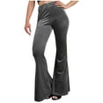 thumbnail image 1 of QUYUON Cargo Pants for Women Clearance Fashion Comfortable Solid Color Leisure Bell Bottoms Pants High Waist Pants Women Pajama Pants Full Length Pant Leg Activewear Style P10861 Gray XXL, 1 of 7