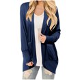 thumbnail image 1 of QUYUON Casual Cardigans for Women Sale Long Sleeve Trendy Cardigans Polyester Dressy Cardigans Dresses Pockets Cardigan Jacket Style Q-11614 Winter Knit Sweater Outerwear Coat Navy XL, 1 of 5