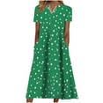 thumbnail image 1 of QUYUON Casual Summer Dresses for Women Plus Size Midi Dress V Neck Short Sleeve T-Shirt Dress with Pockets Heart Printed Loose Flowy Mid-Length Dress A-Line Tunic Dress Style D-8254 Green 4XL, 1 of 6