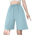 thumbnail image 1 of QUYUON Casual Womens Shorts Short Pants for Women Wide Leg Shorts for Ladies Bermuda Shorts Women Bermuda Shorts Pants Style S-1818 Female Soft Shorts Women's Lounge Shorts Light Blue M, 1 of 6