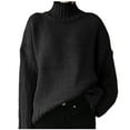 thumbnail image 1 of QUYUON Christmas Sweaters Clearance Women's Turtleneck Oversized Sweaters Fall Long Sleeve Tunic Pullover Sweater Knit Tops Casual Loose Winter Warm Thick Sweater Jumper Shirts Black S, 1 of 6